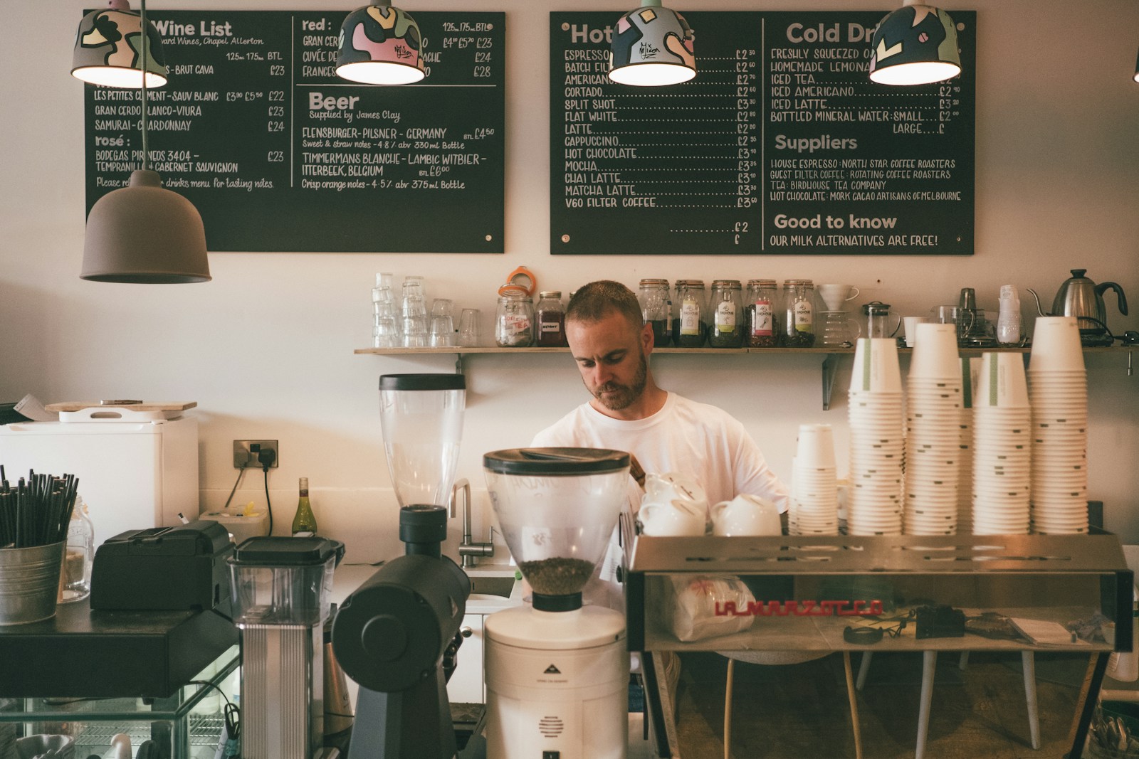 Local business owner reviewing online presence